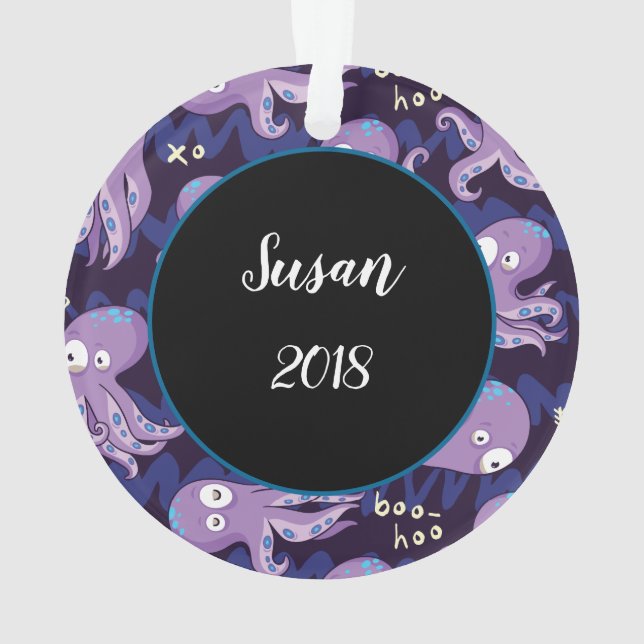 Boo Octopus Cute Purple Kids Clothing & Décor Ornament (Back)