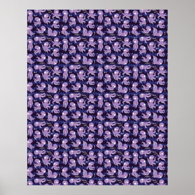 Boo Octopus Cute Purple Kids Clothing & Décor Poster (Front)