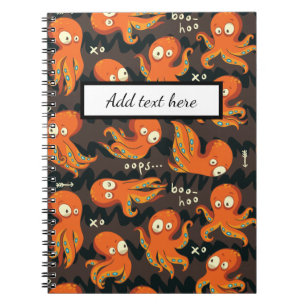 Boo Octopus Orange & Black Kids Clothing & Décor Notebook