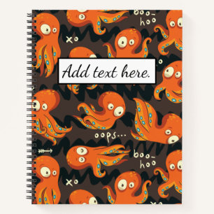 Boo Octopus Orange & Black Kids Clothing & Décor Notebook