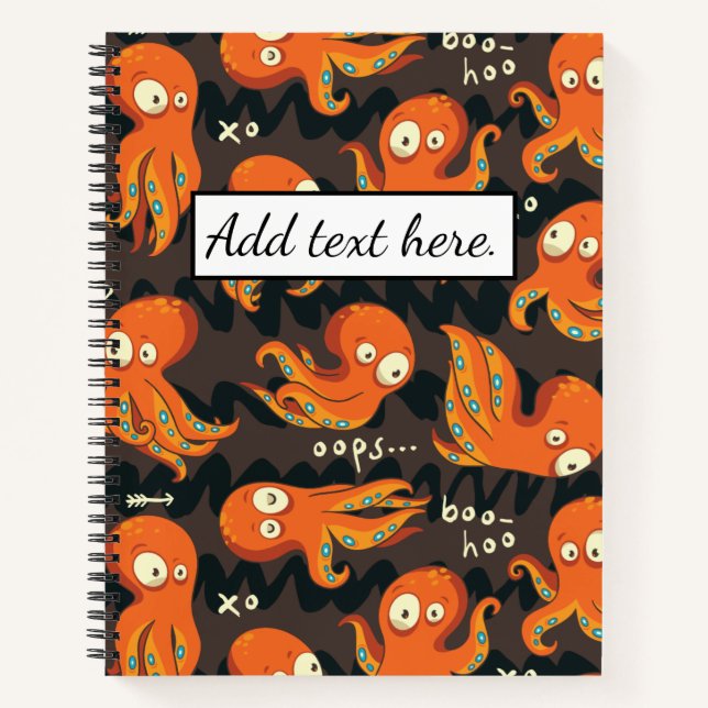 Boo Octopus Orange & Black Kids Clothing & Décor Notebook (Front)