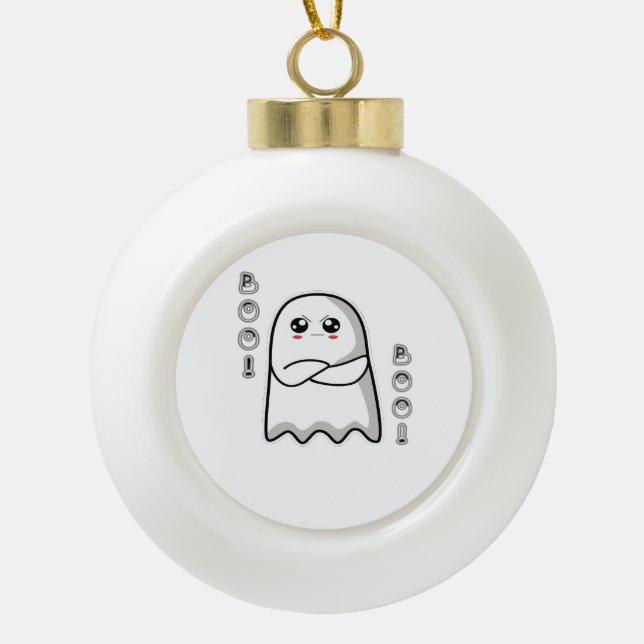 Boo Of Disapproval Classic Retro Ceramic Ball Christmas Ornament (Front)