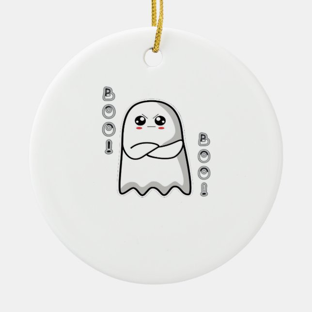 Boo Of Disapproval Classic Retro Ceramic Tree Decoration (Front)