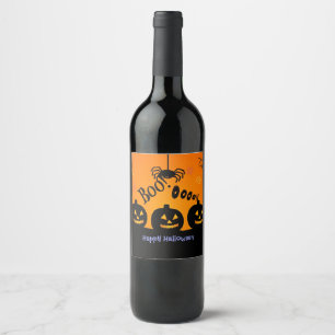 Boo! Oooh! Happy Halloween Wine Label