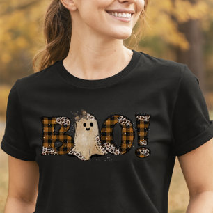 Boo Orange Black Plaid Halloween T-Shirt