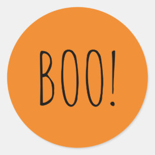 Boo orange black spooky typography fun Halloween  Classic Round Sticker
