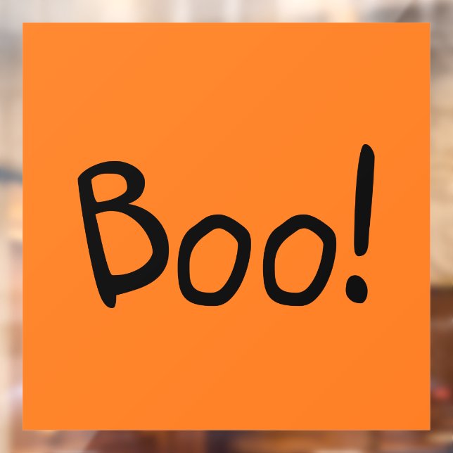 Boo orange cute handwritten typography Halloween Window Cling (Sheet 2)