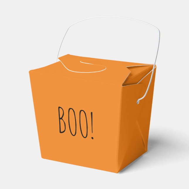 Boo orange simple typography funny cute Halloween Favour Box (Front Side)