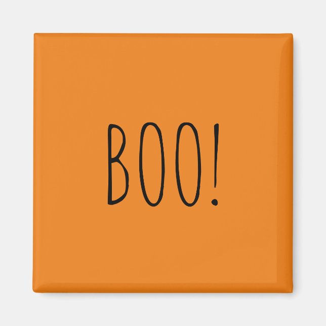 Boo orange simple typography funny cute Halloween Magnet (Front)