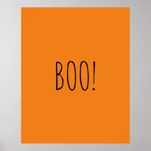 Boo orange spooky typography minimalist Halloween Poster
