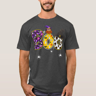 Boo Owl With Spider And Witch Hat Halloween Costum T-Shirt