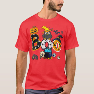 Boo Owl With Witch Hat Spiders Halloween Boys Girl T-Shirt