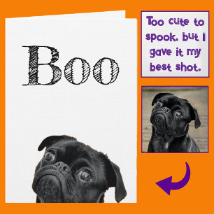 Boo! Peeking Dog Halloween Card-Add your photo! Card