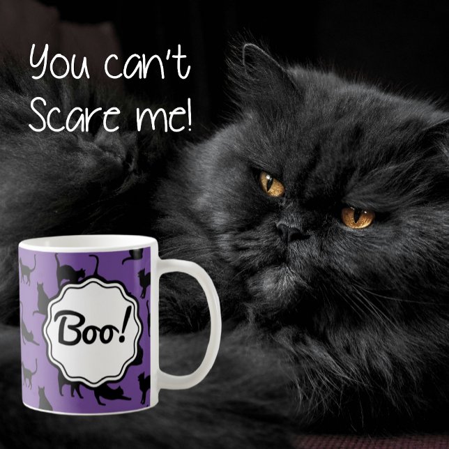 Boo! Personalised Halloween Purple Black Bat Coffee Mug (This year's Halloween Color 
Is Shades of Purple Haze!)