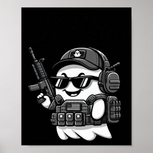Boo Pew Tactical Ghost Costume Gun Lover Halloween Poster