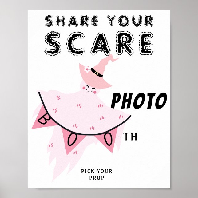 Boo Pink Ghost Pastel Halloween Decor Photo Booth (Front)