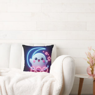 BOO Pink Halloween Ghost Cushion