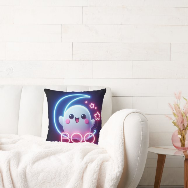 BOO Pink Halloween Ghost  Cushion (Couch)