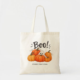 Boo Pumpkin Ghost Kids Halloween Trick or Treat Tote Bag