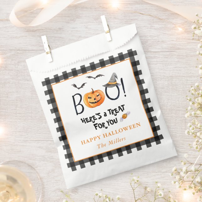 BOO Pumpkin Happy Halloween treat  Favour Bags (Clipped)