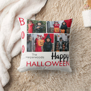 Boo pumpkin jack-o-lantern Halloween Photo Collage Cushion