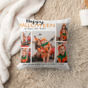 Boo pumpkin jack-o-lantern Halloween Photo Collage Cushion
