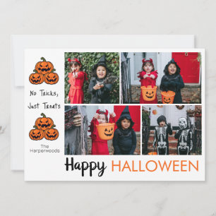 Boo pumpkin jack-o-lantern Halloween Photo Collage Holiday Card
