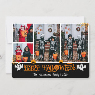 Boo pumpkin jack-o-lantern Halloween Photo Collage Holiday Card