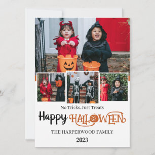 Boo pumpkin jack-o-lantern Halloween Photo Collage Holiday Card