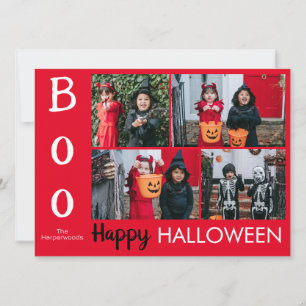 Boo pumpkin jack-o-lantern Halloween Photo Collage Holiday Card