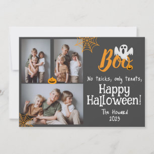 Boo pumpkin jack-o-lantern Halloween Photo Collage Holiday Card