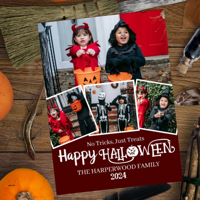Boo pumpkin jack-o-lantern Halloween Photo Collage Holiday Card (Creator Uploaded)