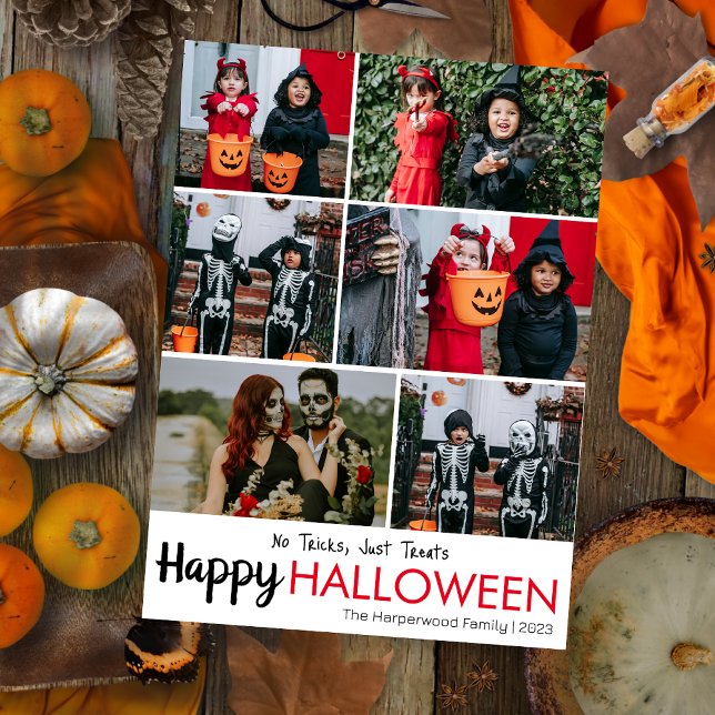Boo pumpkin jack-o-lantern Halloween Photo Collage Holiday Card (Creator Uploaded)