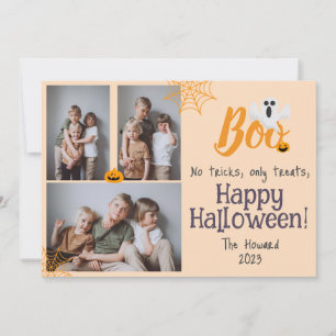 Boo pumpkin jack-o-lantern Halloween Photo Collage Holiday Card