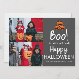 Boo pumpkin jack-o-lantern Halloween Photo Collage Holiday Card