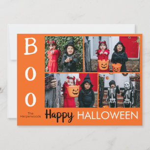 Boo pumpkin jack-o-lantern Halloween Photo Collage Holiday Card
