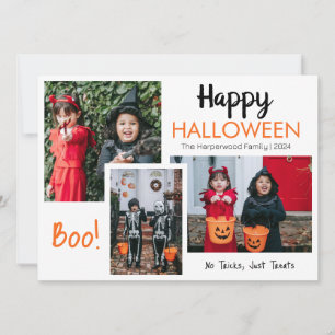 Boo pumpkin jack-o-lantern Halloween Photo Collage Holiday Card