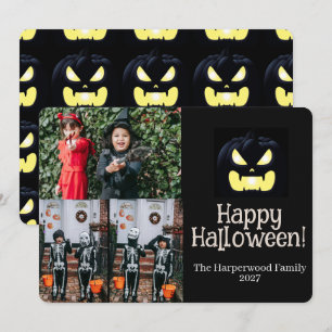 Boo pumpkin jack-o-lantern Halloween Photo Collage Holiday Card