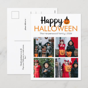 Boo pumpkin jack-o-lantern Halloween Photo Collage Holiday Postcard