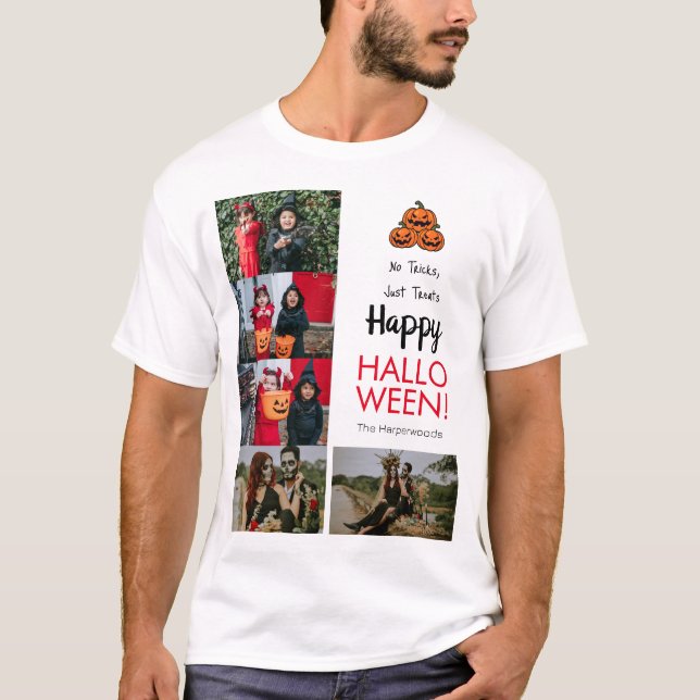 Boo pumpkin jack-o-lantern Halloween Photo Collage T-Shirt (Front)