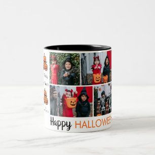 Boo pumpkin jack-o-lantern Halloween Photo Collage Two-Tone Coffee Mug