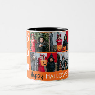 Boo pumpkin jack-o-lantern Halloween Photo Collage Two-Tone Coffee Mug
