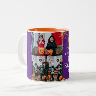 Boo pumpkin jack-o-lantern Halloween Photo Collage Two-Tone Coffee Mug