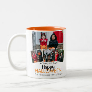 Boo pumpkin jack-o-lantern Halloween Photo Collage Two-Tone Coffee Mug