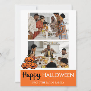 Boo pumpkin jack-o-lantern Halloween Two Photo Holiday Card