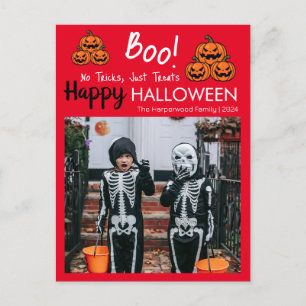 Boo pumpkin jack-o-lantern happy Halloween 1 Photo Holiday Postcard