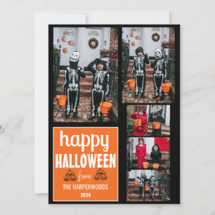 Boo pumpkin jack-o-lantern happy Halloween 5 Photo Holiday Card