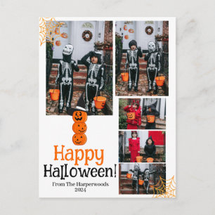 Boo pumpkin jack-o-lantern happy Halloween 5 Photo Holiday Postcard