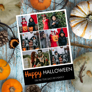 Boo pumpkin jack-o-lantern Happy Halloween 6 Photo Holiday Card