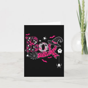 Boo Pumpkin Witch Hat Halloween Breast Cancer Awar Card